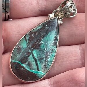 Chrysocolla Sonora Stone pendant necklace unisex crystal gemstone new age boho